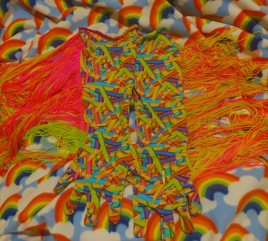 Handmade coloured pencil themed gloves!