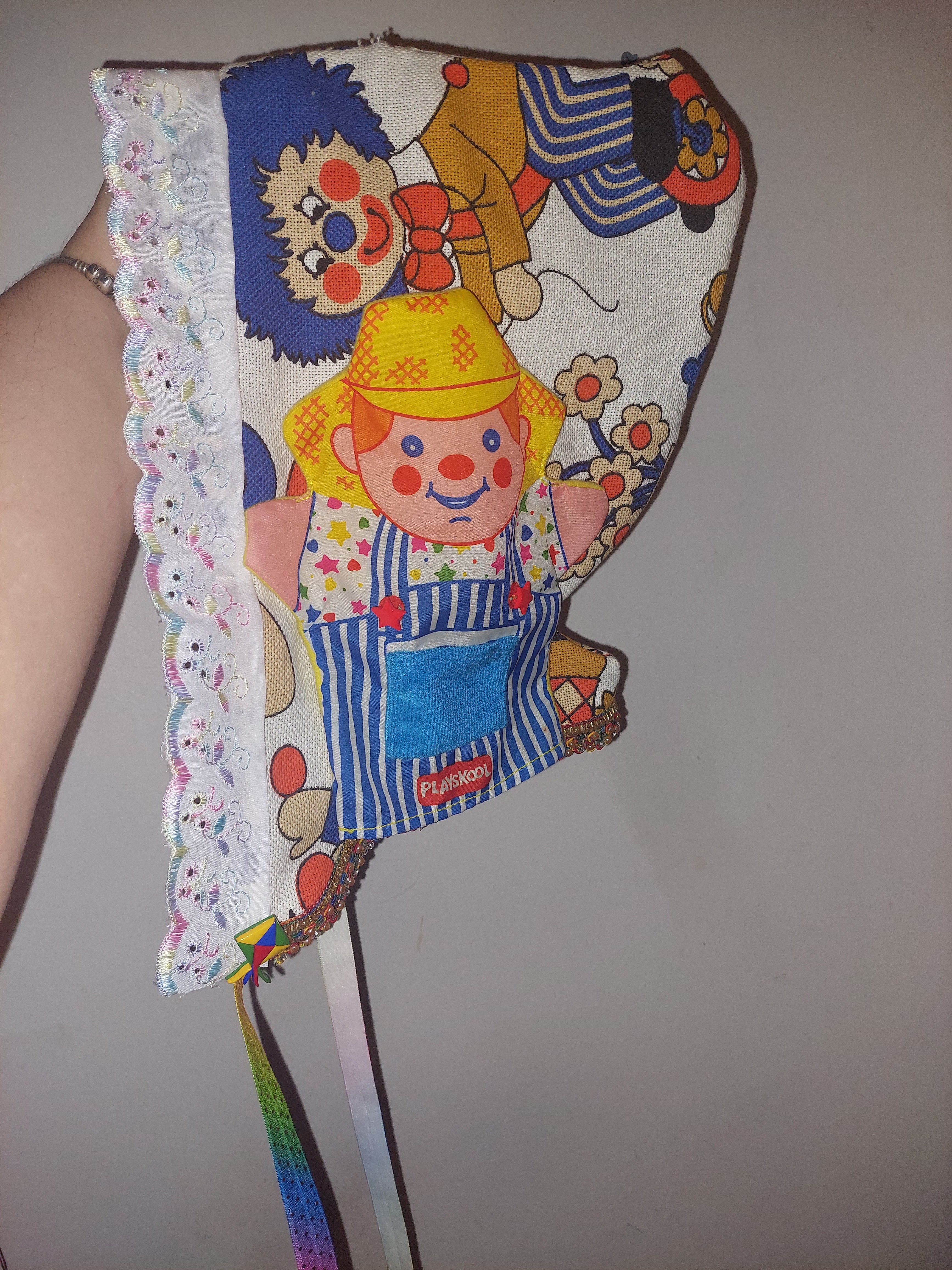 Handmade clowncore toy themed bonnet!