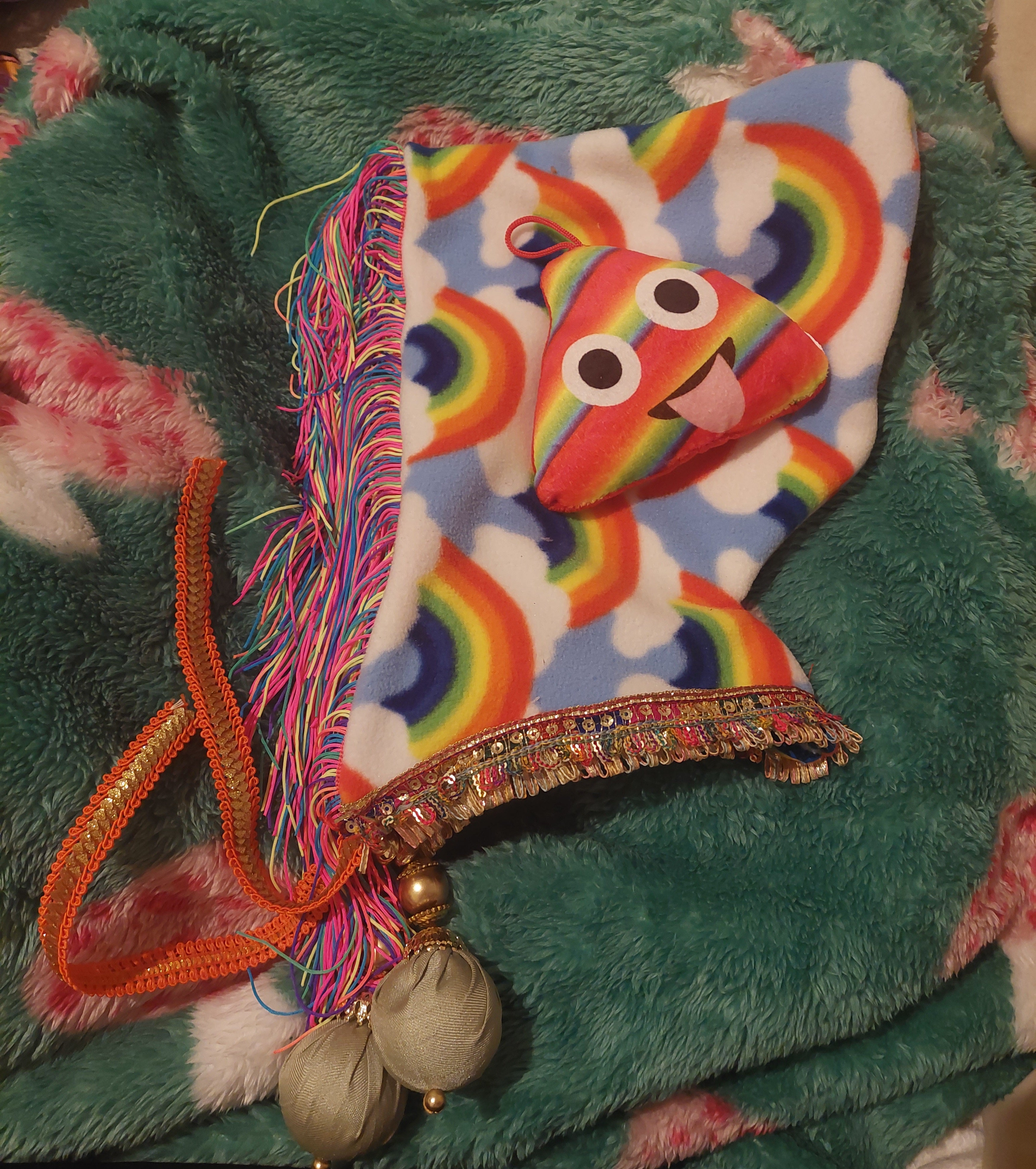 Rainbow Overload Victorian-style bonnet!