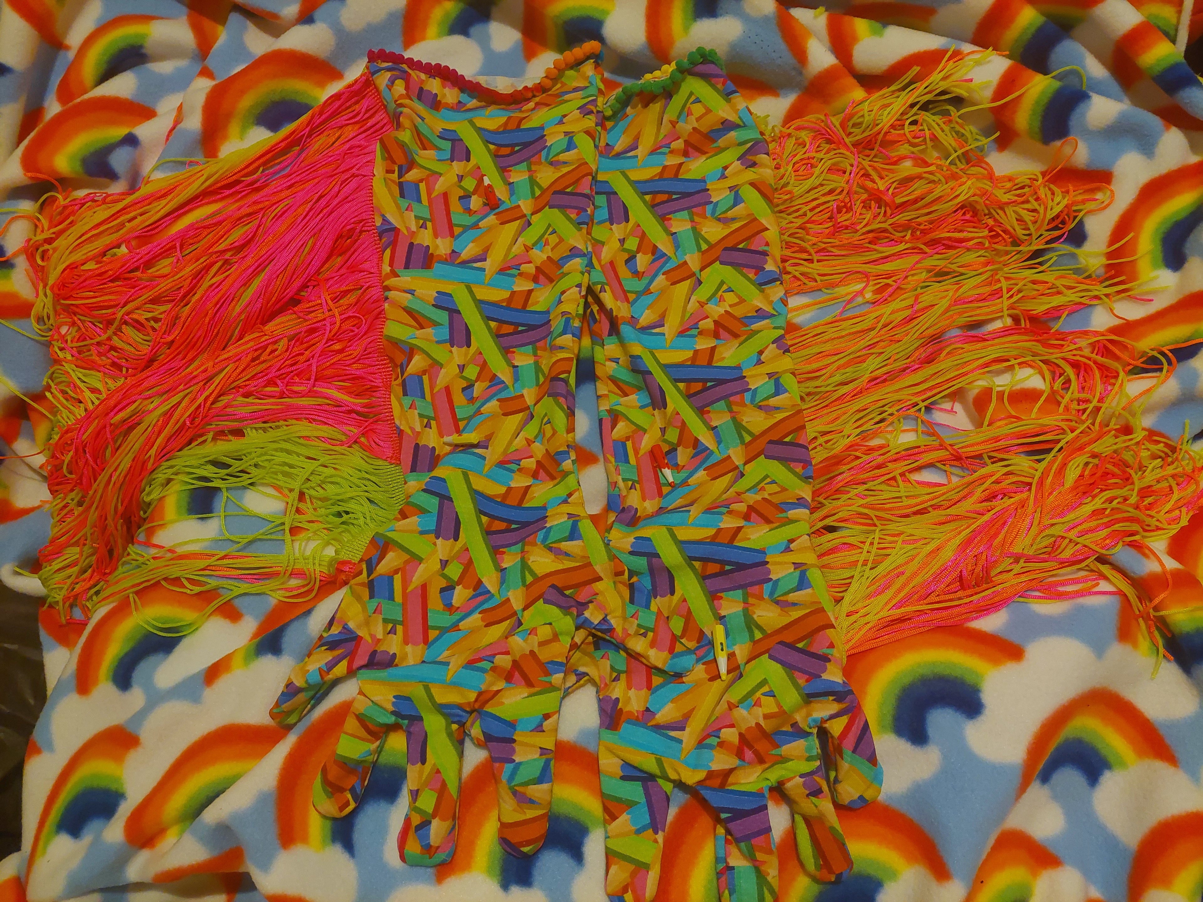 Handmade coloured pencil themed gloves!